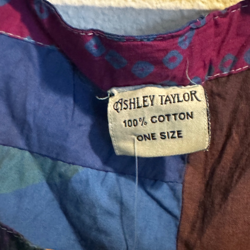 Ashley Taylor Patchwork Overalls Jumpsuit Boho Hippie One Size 100% Cotton NWT - Picture 5 of 9